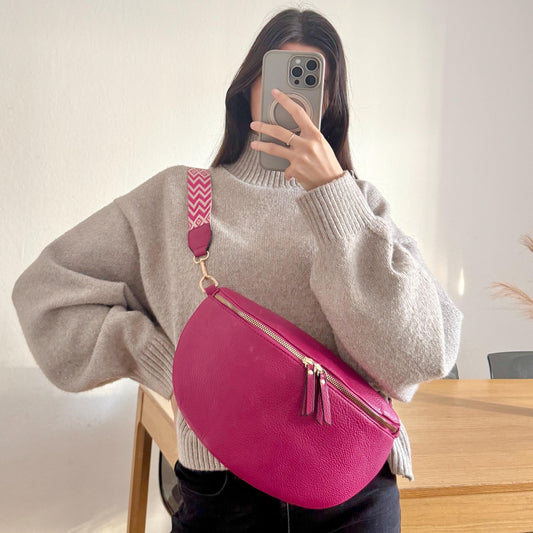 Damen Crossbody Tasche Groß Pink – Umhängetasche Fuchsia 30x20 cm