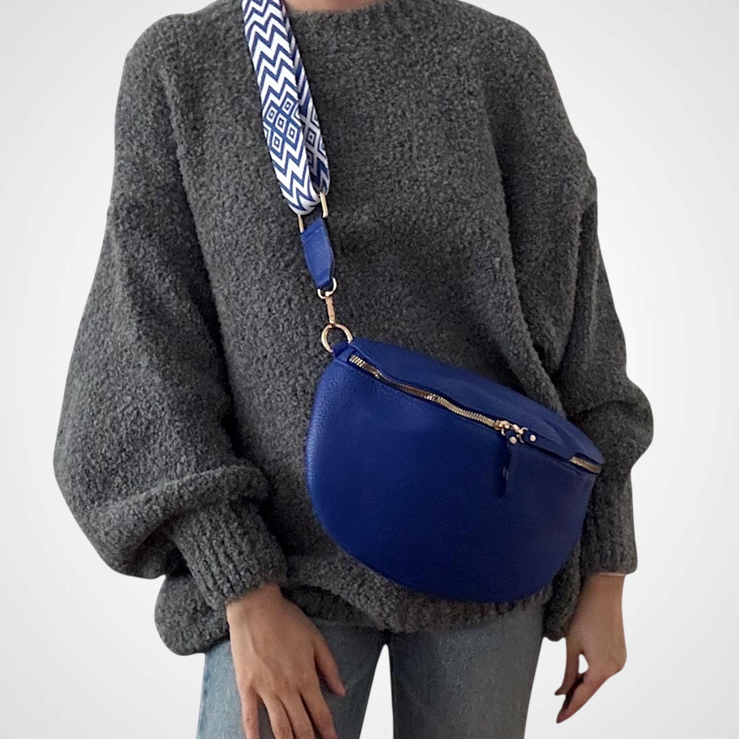 Damen Crossbody Tasche Groß Royalblau – Umhängetasche Blau VEGAN