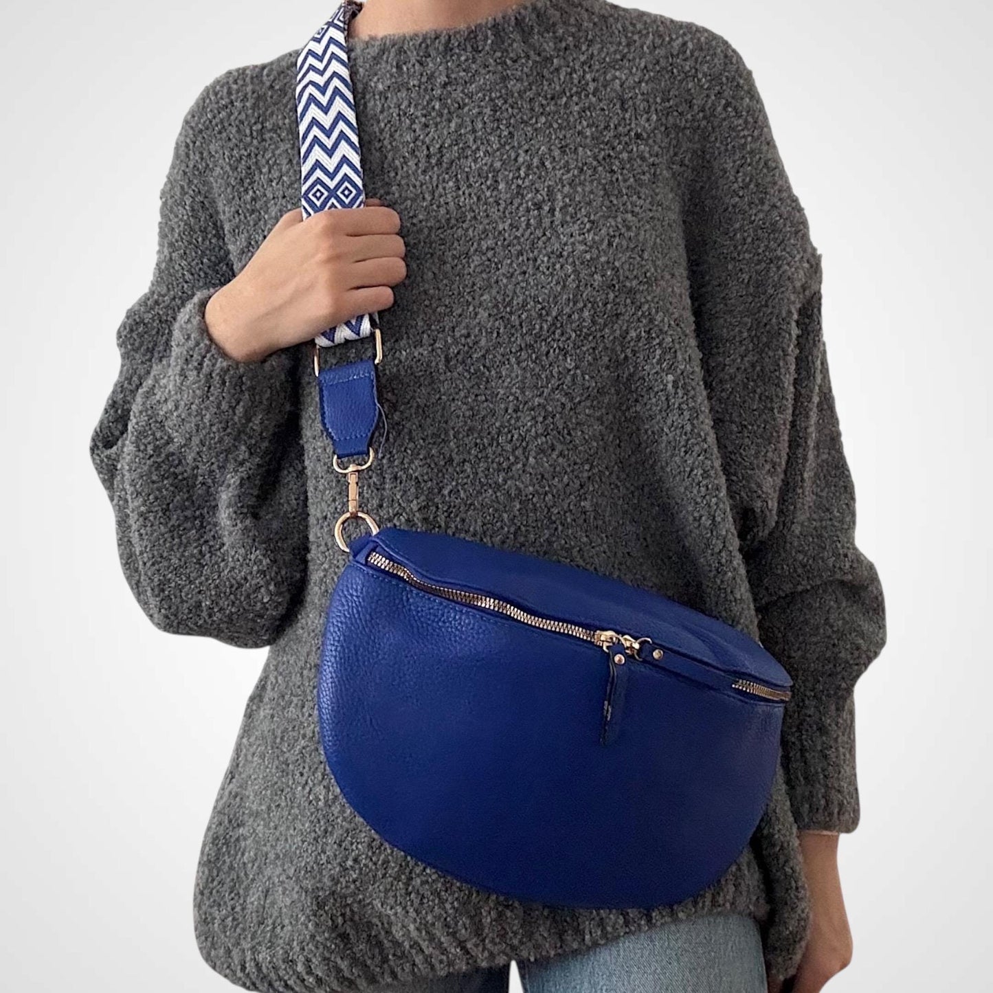 Damen Crossbody Tasche Groß Royalblau – Umhängetasche Blau VEGAN