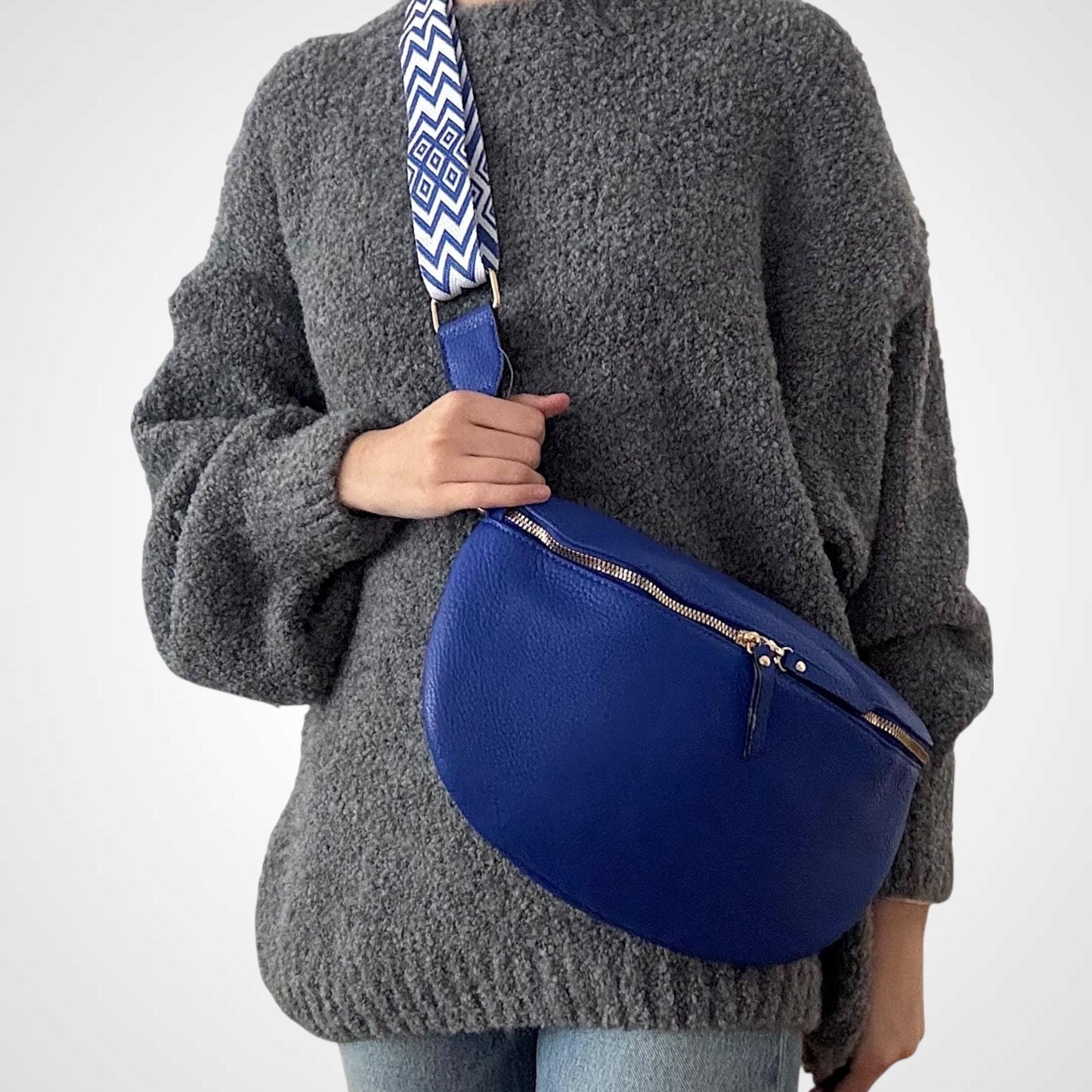 Damen Crossbody Tasche Groß Royalblau – Umhängetasche Blau VEGAN
