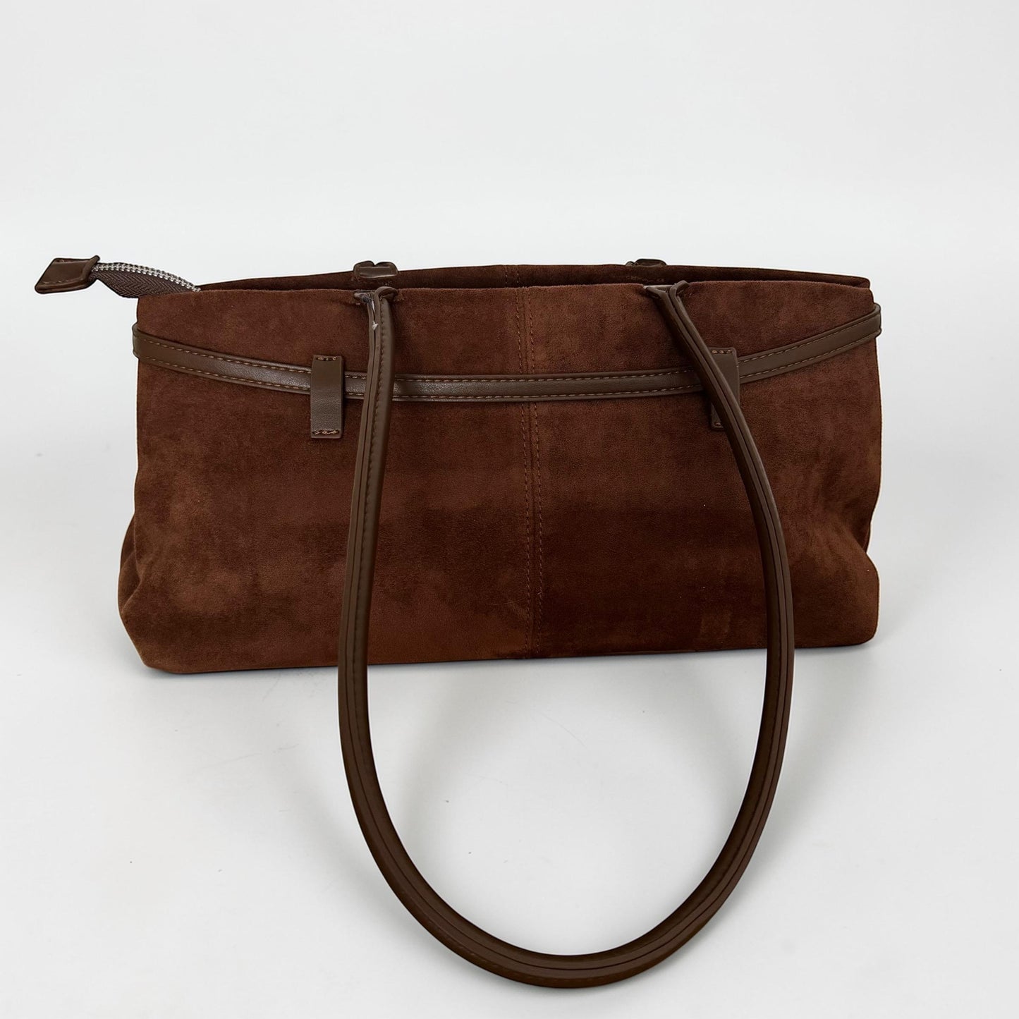 Damen Wildleder Schultertasche Braun – Baguette Tasche Dunkelbraun