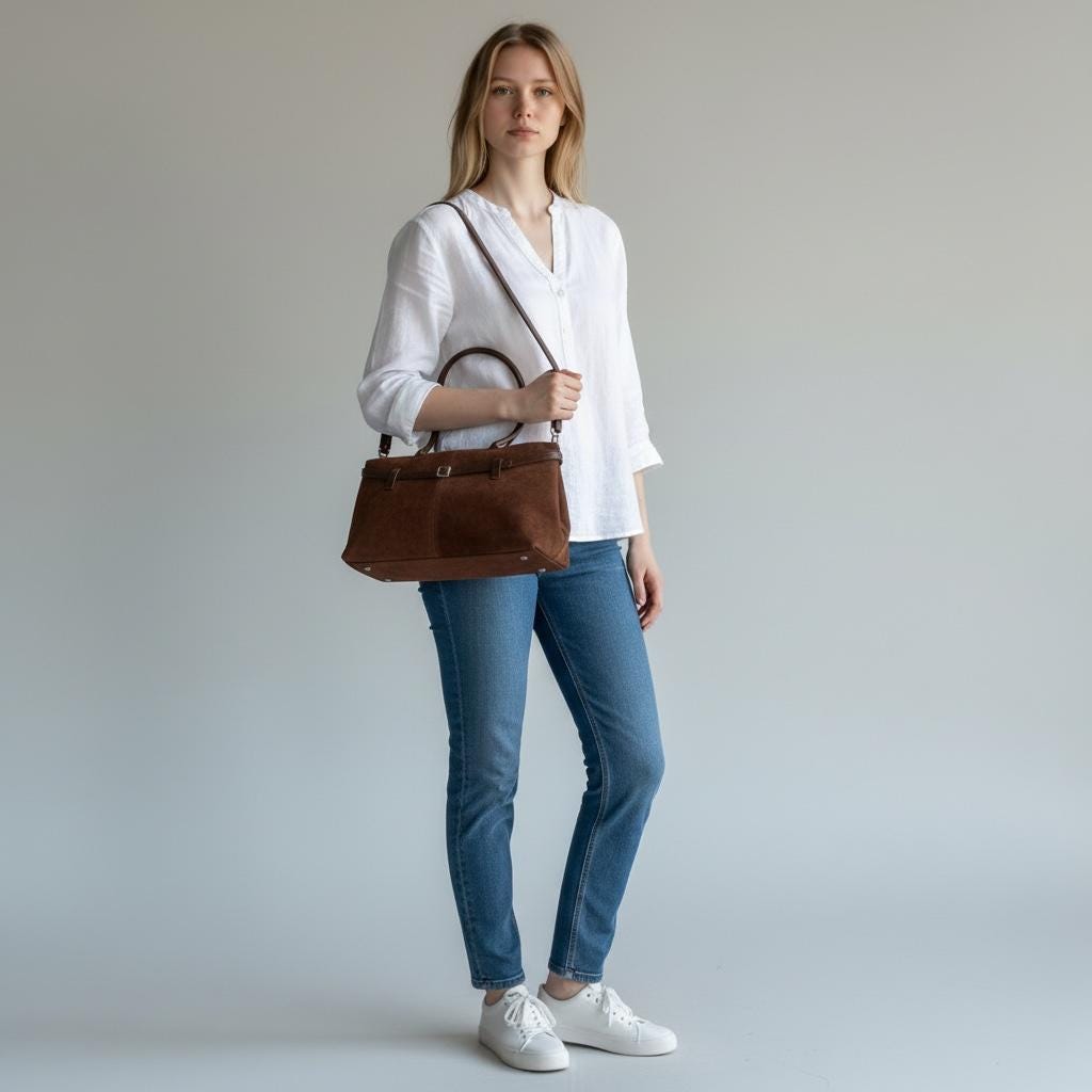 Damen Wildleder Schultertasche Braun – Baguette Tasche Dunkelbraun