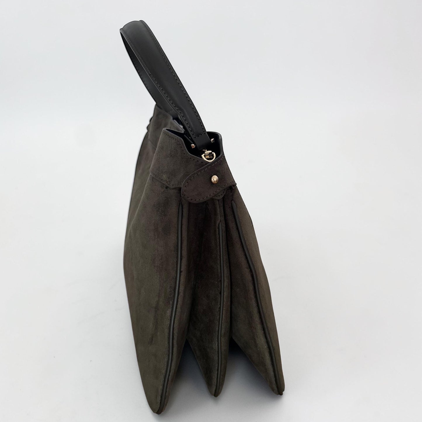Damen Wildleder Handtasche Olivgrün – Schultertasche mit Gold Schnalle