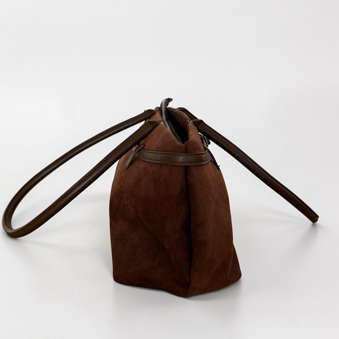 Damen Wildleder Schultertasche Braun – Baguette Tasche Dunkelbraun