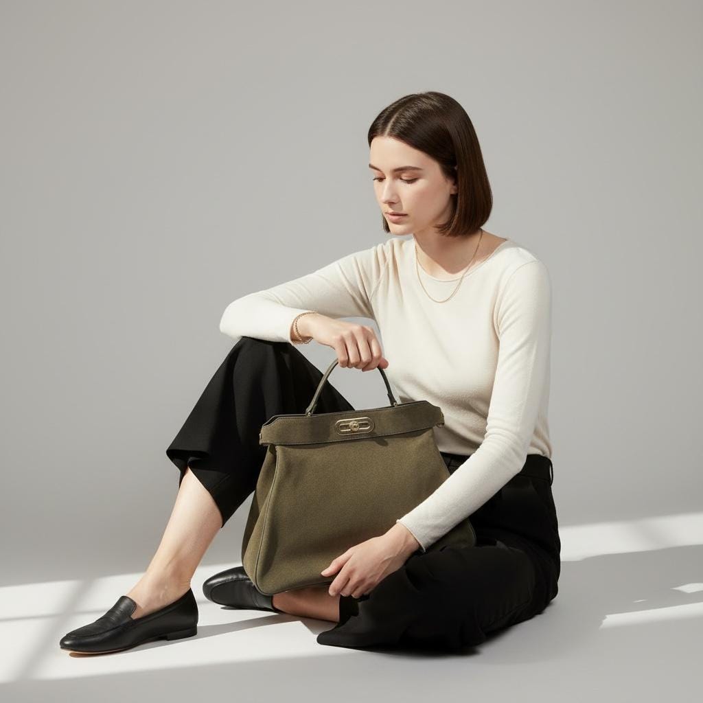 Damen Wildleder Handtasche Olivgrün – Schultertasche mit Gold Schnalle