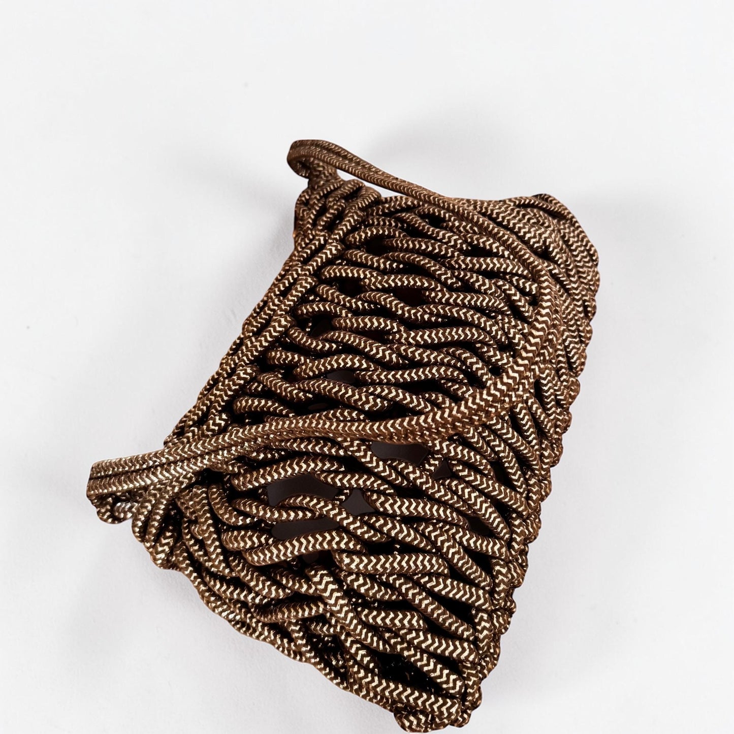 Damen Makramee Tasche Beige – Boho Schultertasche mit Gold Details