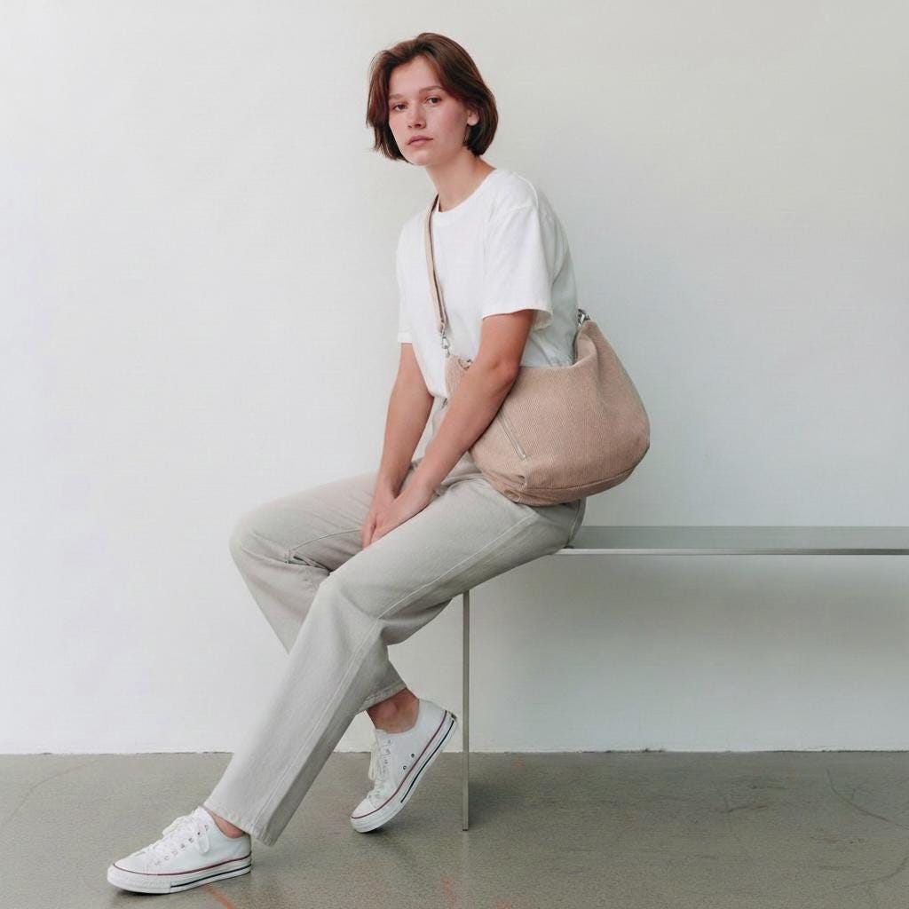 Damen XXL Cord Tasche – Half Moon Bag Crossbody Shopper