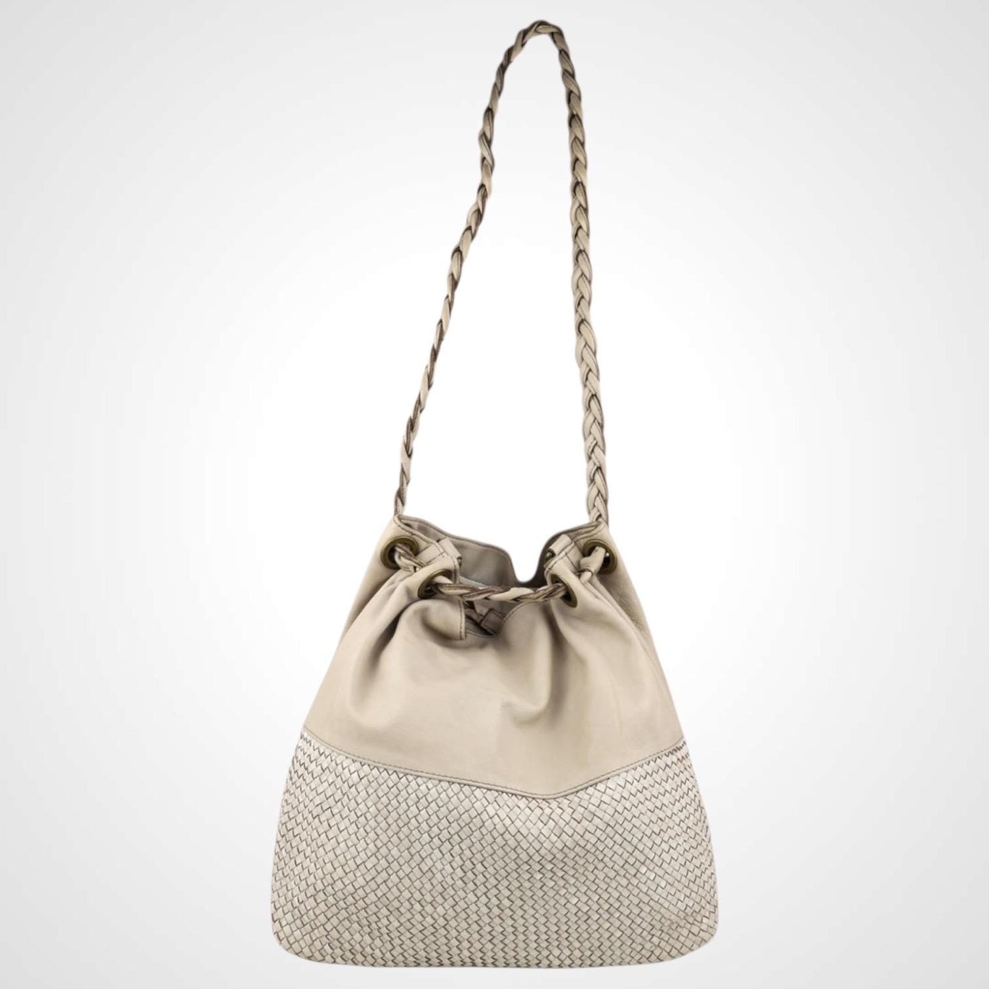 Damen Leder Handtasche Geflochten – Hobo Shopper Tasche Echtleder