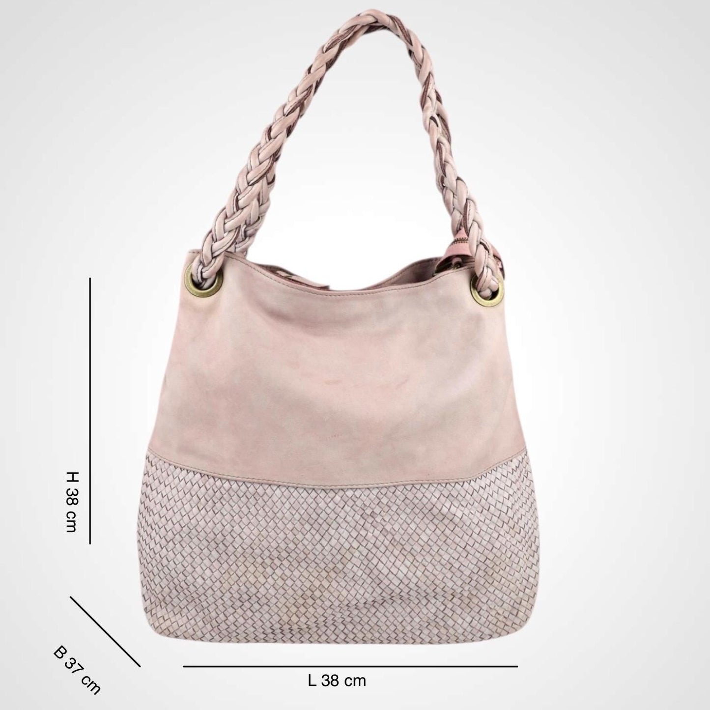 Damen Leder Handtasche Geflochten – Hobo Shopper Tasche Echtleder