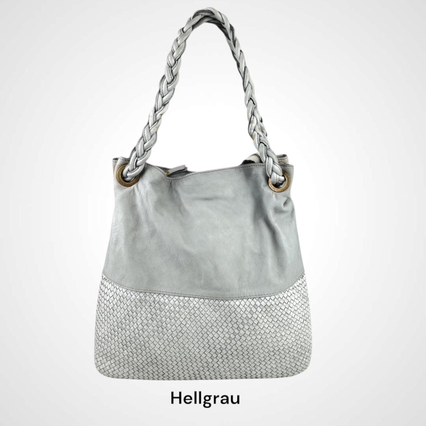Damen Leder Handtasche Geflochten – Hobo Shopper Tasche Echtleder