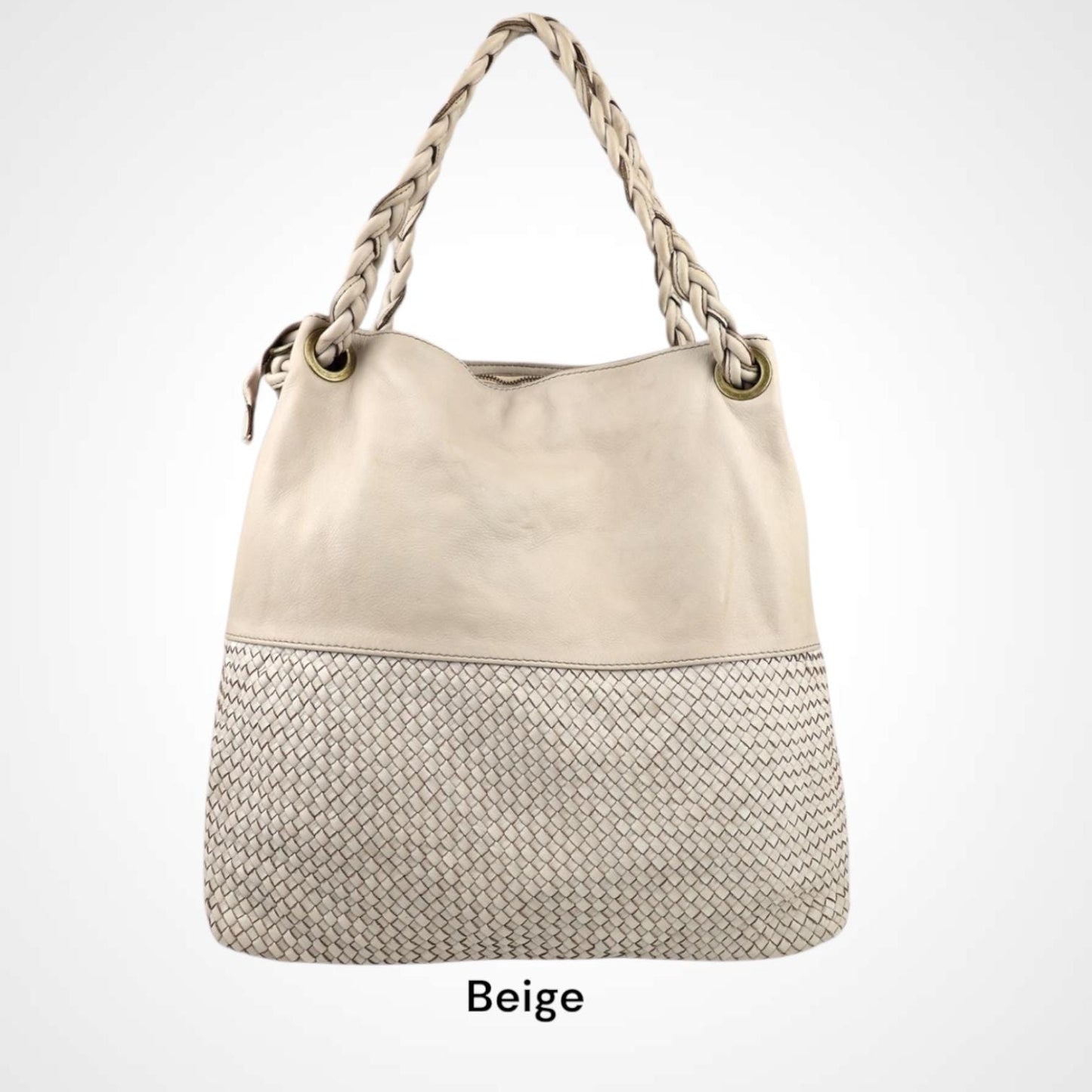 Damen Leder Handtasche Geflochten – Hobo Shopper Tasche Echtleder