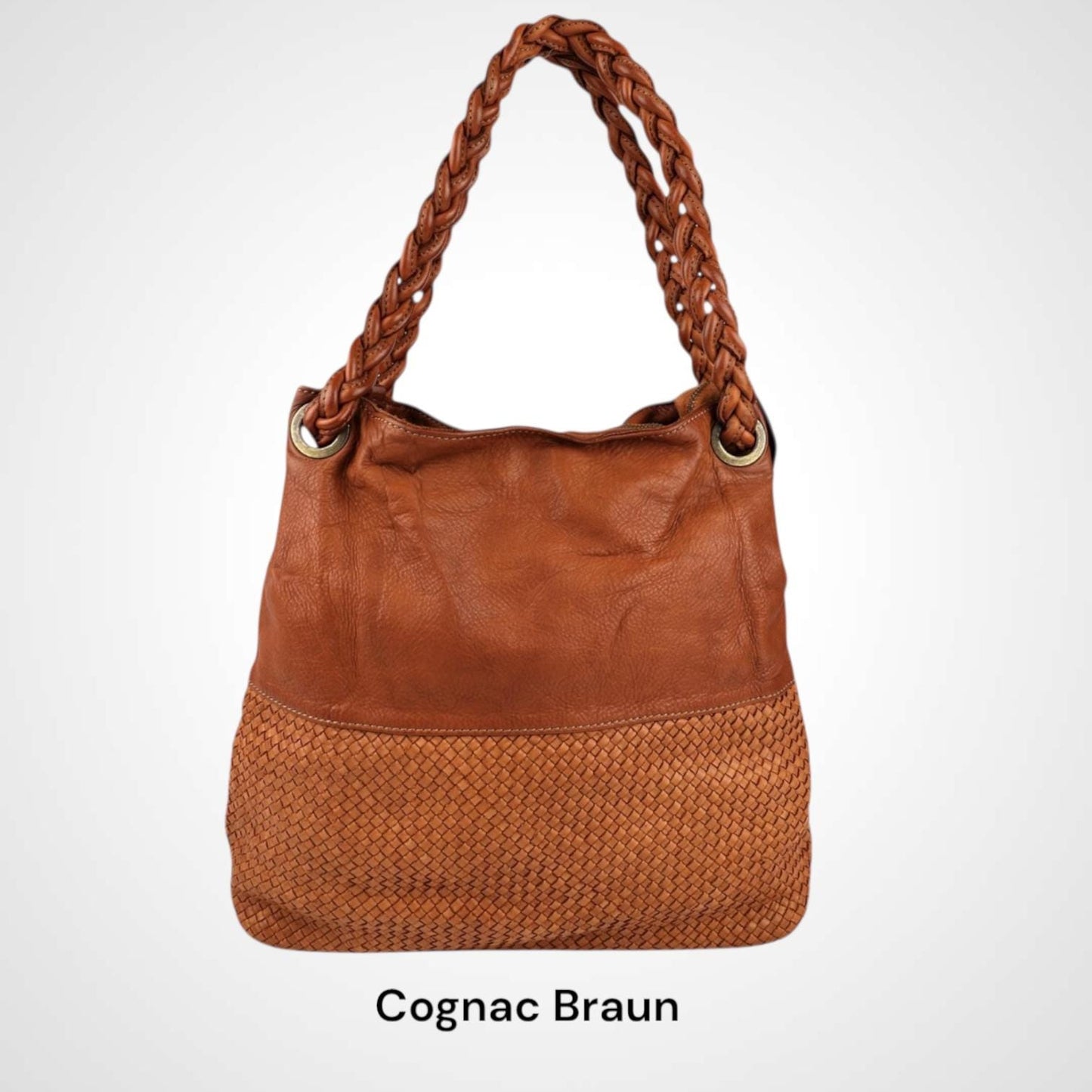 Damen Leder Handtasche Geflochten – Hobo Shopper Tasche Echtleder