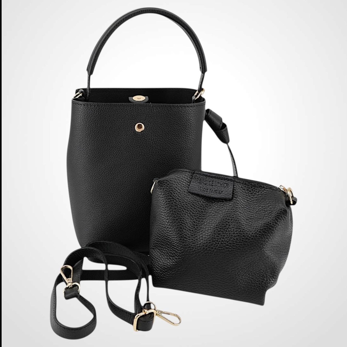 Damen Leder Beuteltasche – Bucket Bag Mini & Crossbody Echtleder