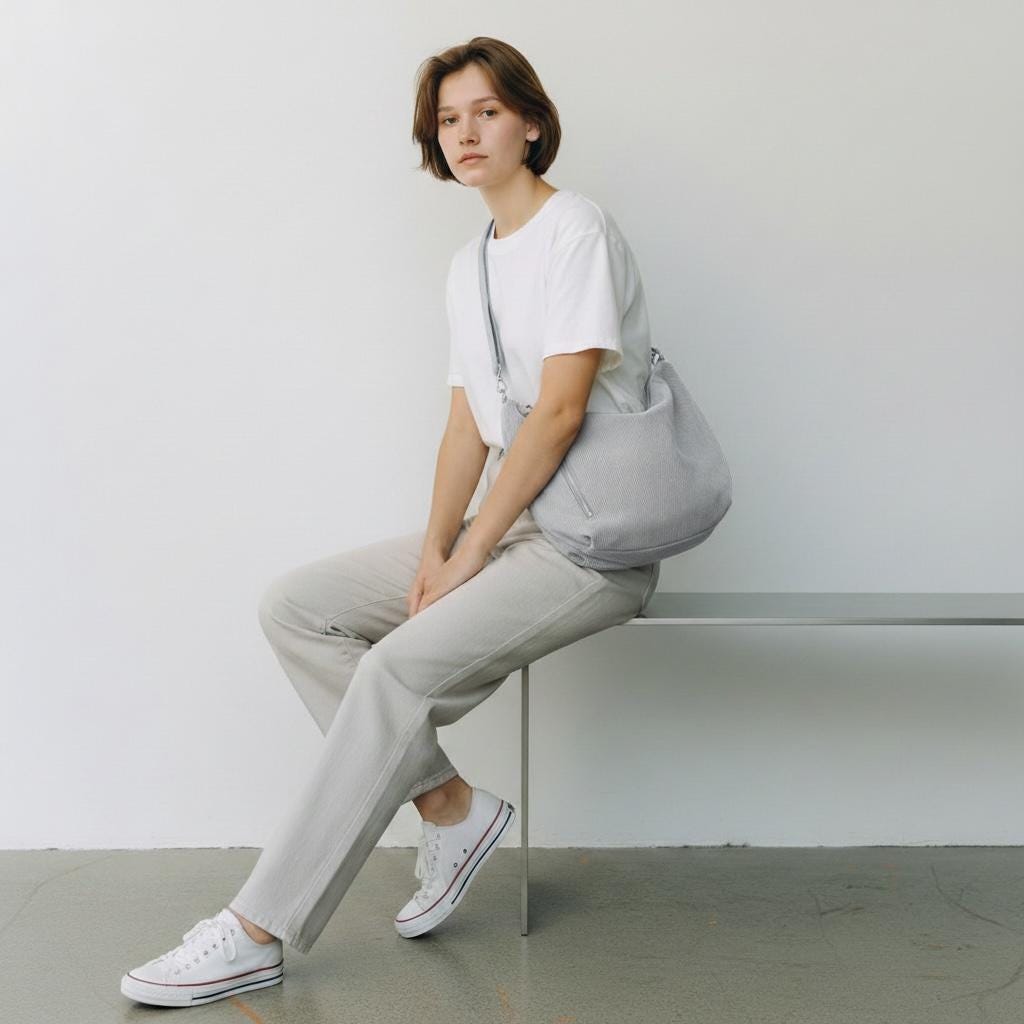 Damen XXL Cord Half Moon Bag – Große Crossbody Schultertasche