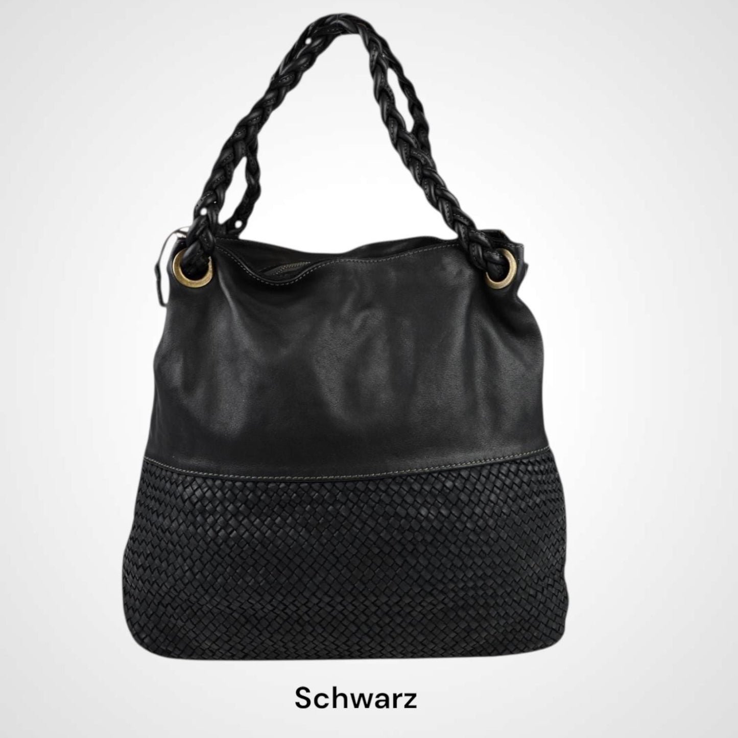 Damen Leder Handtasche Geflochten – Hobo Shopper Tasche Echtleder